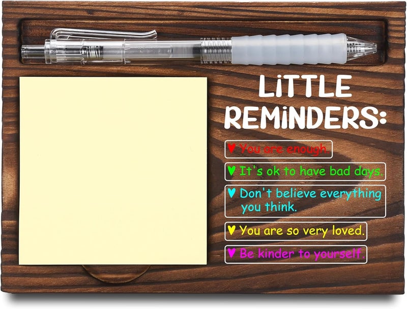 FTONENI Inspirational Motivational Gifts, Encourage Gifts, Recovery Gifts, Little Reminders Sticky Note Holder, Post-it Note Dispenser for Desk, Wooden Post-it Note & Pen Holder 6.5" x 4.7" - FTA121 - Image 1